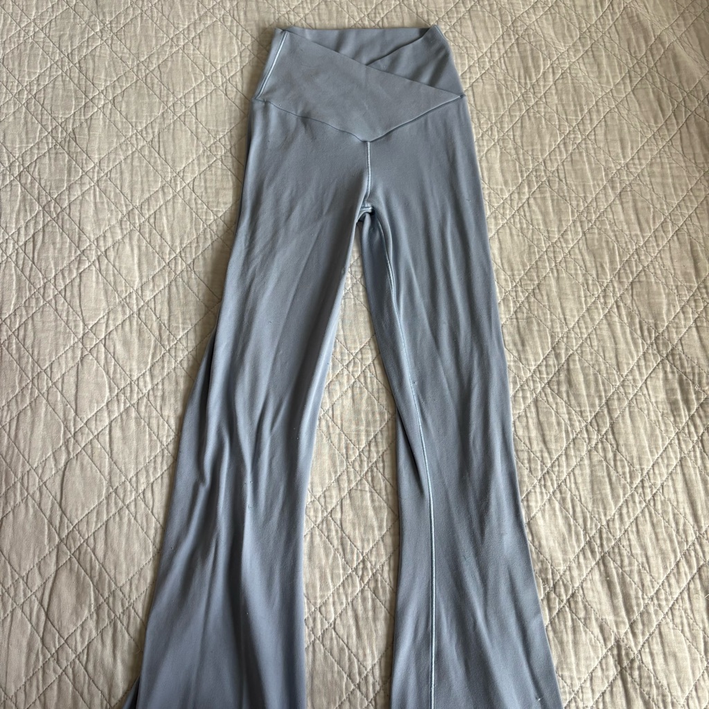 Aire Light Blue Flared Leggings With Crossed High Rise Waistband - Women’s Xs
